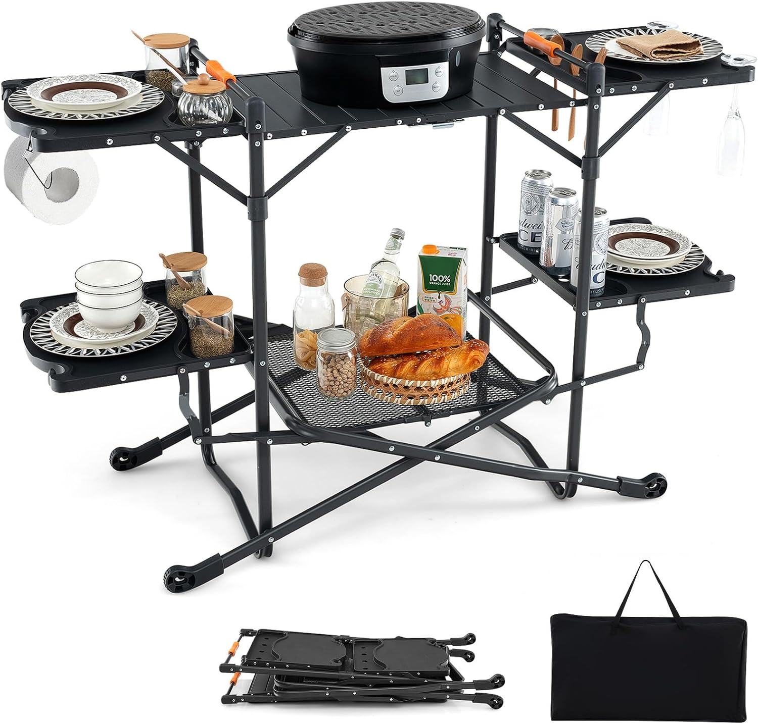 Camping Cooking Table With Storage - Alüminyum Üst Tablalı Taşınabilir Kamp Yemek