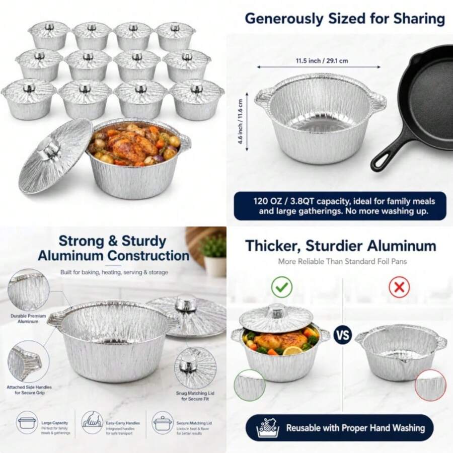 Camping Cooking Pack - 12'li Paket Tek Kullanımlık Kapaklı Tencere,
