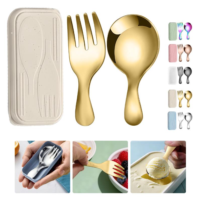 Camping Outdoor Cooking Set - Paslanmaz Çelik Sofra Seti Kaşık Çatal