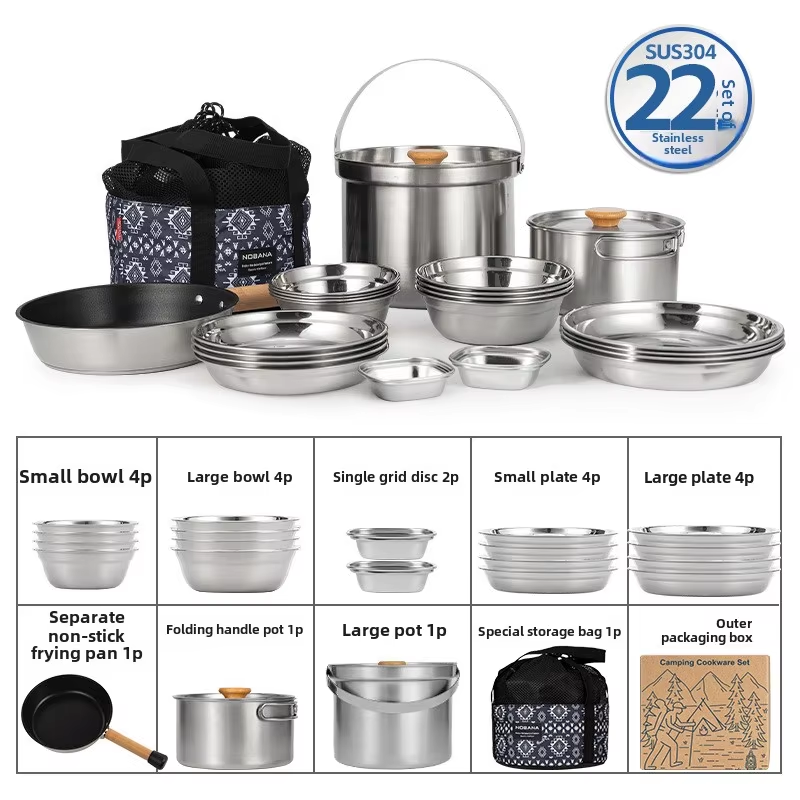 Camping Cooking Rack - NOBANA Yeni Açık Paslanmaz Çelik Tencere
