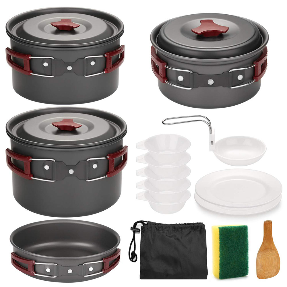 Camping Cooking Essentials - Açık Kamp Tencere Seti Yapışmaz Kamp