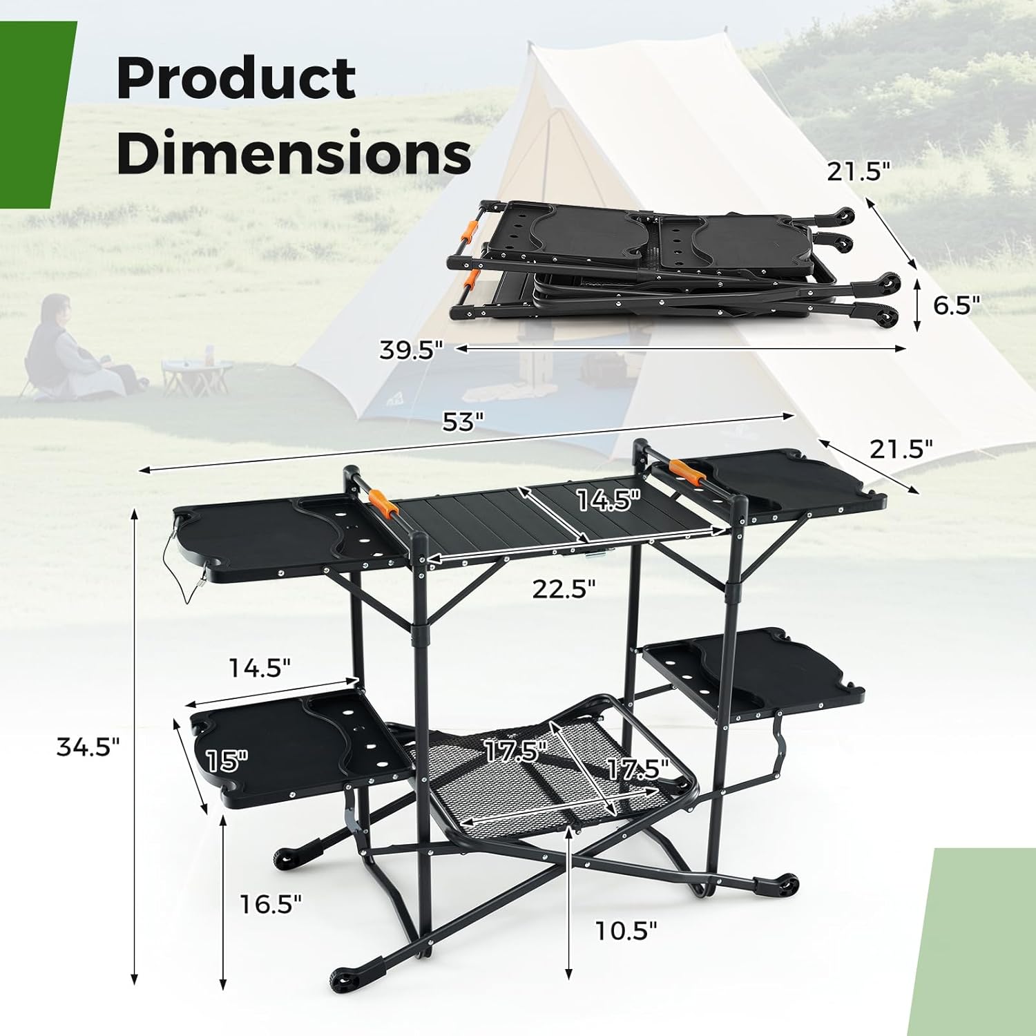 Alüminyum Üst Tablalı Taşınabi - Camping Cooking Table With Storage incelemesi ve fiyatı
