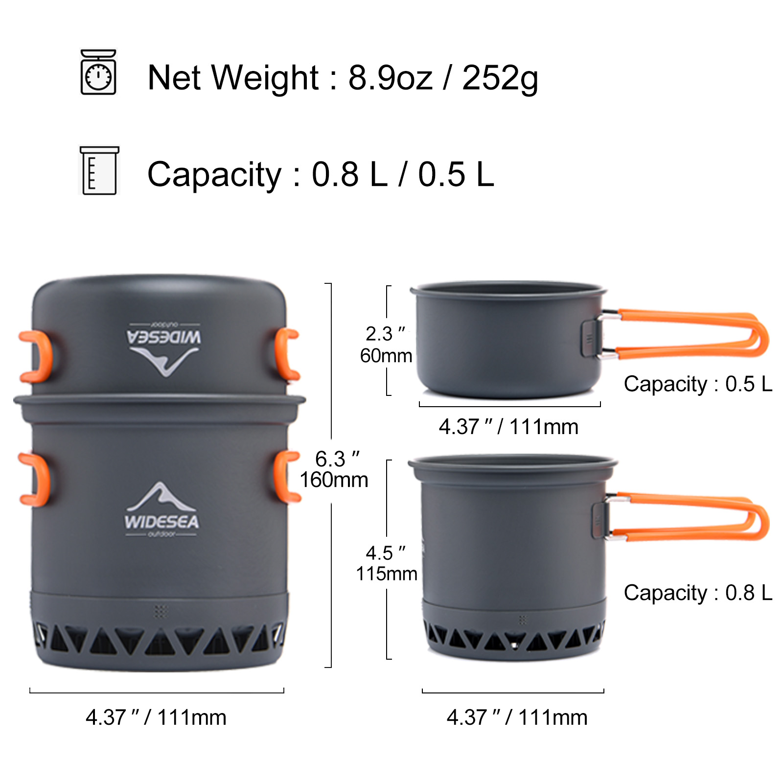 Widesea Kamp Pot 1.3L 2.3L Ten - Camping Cooking Bundle incelemesi ve fiyatı