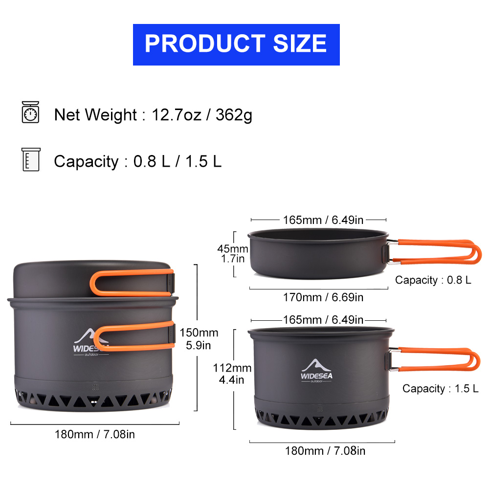 Widesea Kamp Pot 1.3L 2.3L Ten - Camping Cooking Bundle incelemesi ve fiyatı