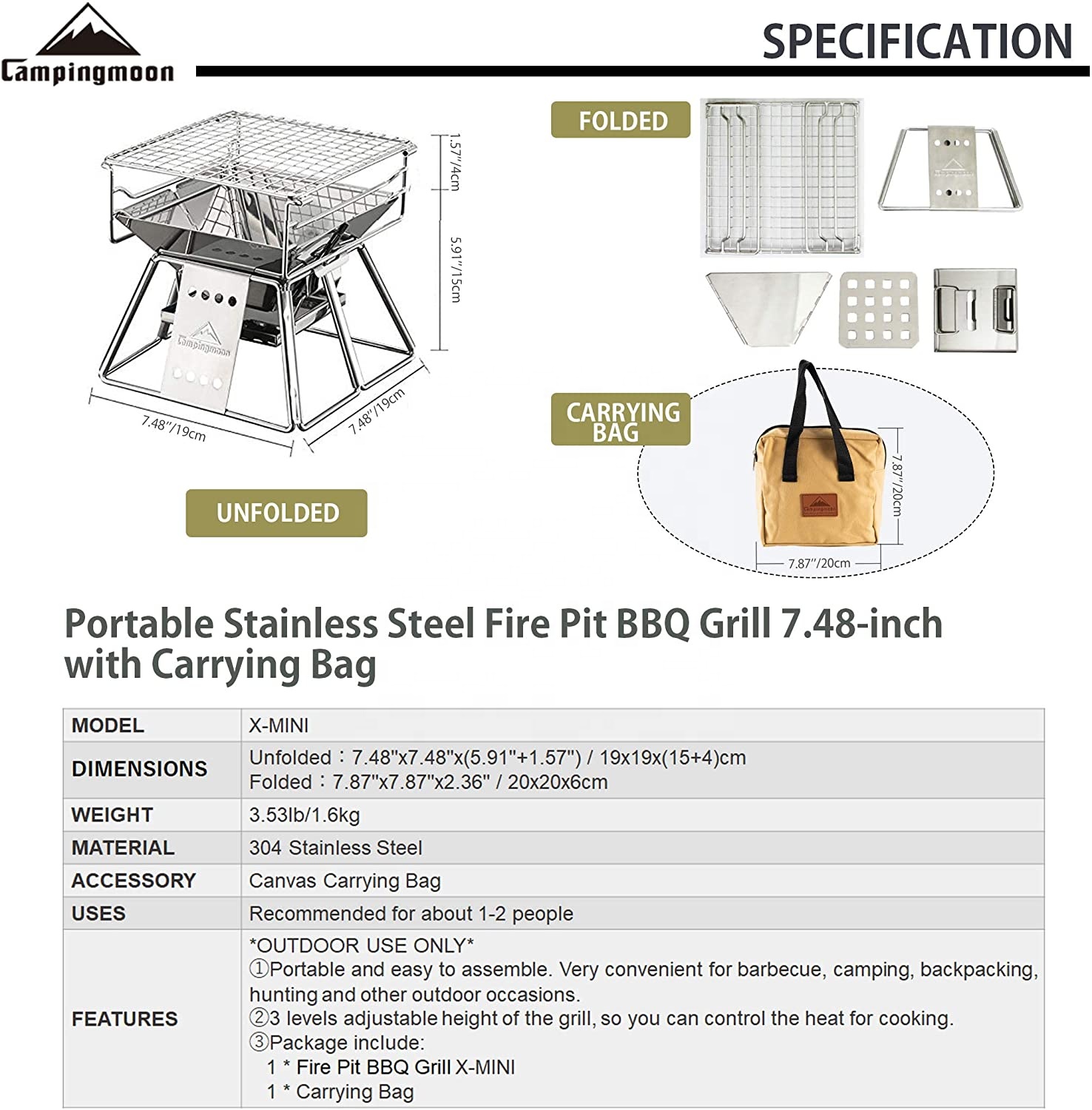 Campingmoon açık kamp barbekü  - Camping Cooking Grate incelemesi ve fiyatı
