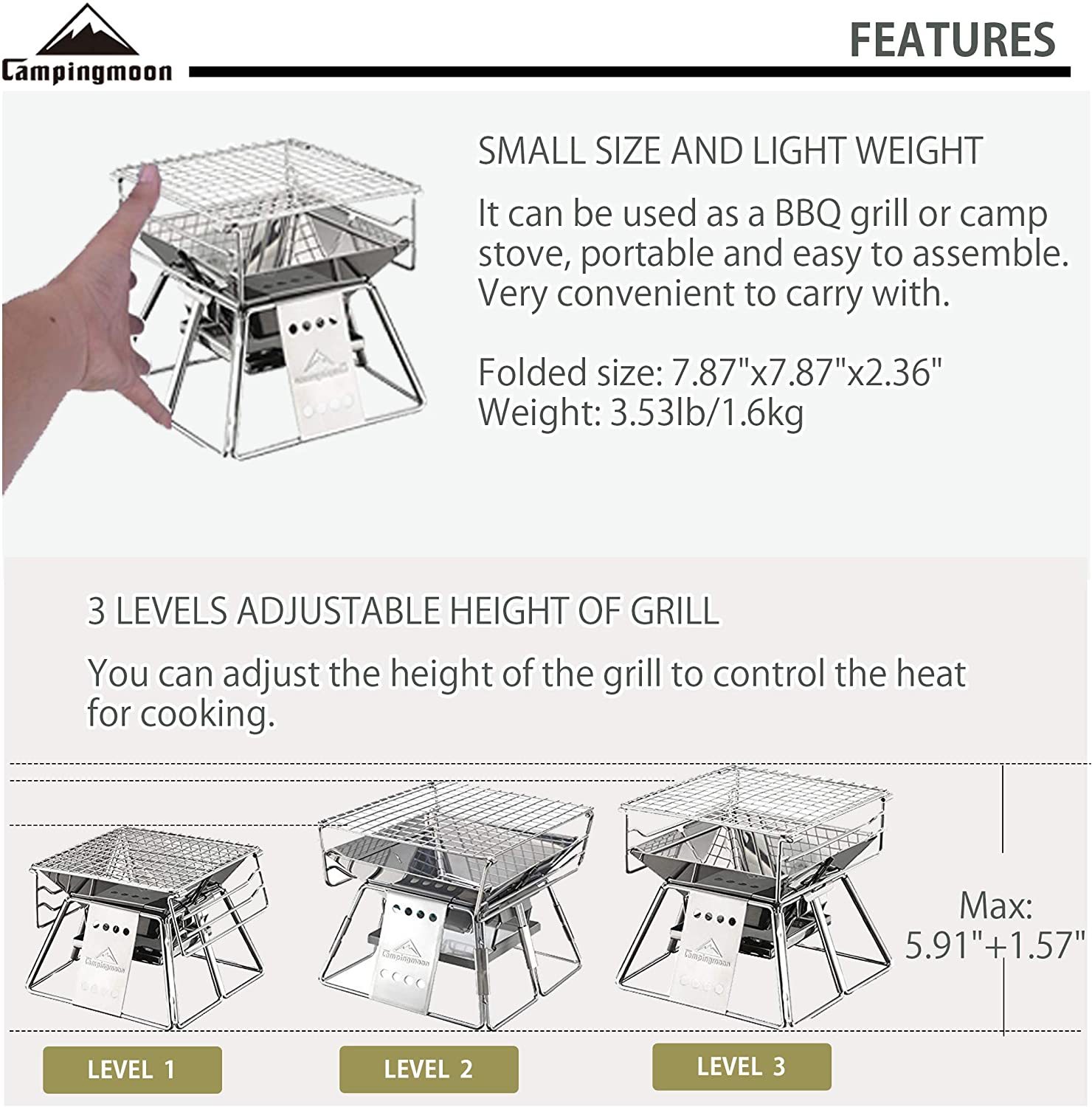 Campingmoon açık kamp barbekü  - Camping Cooking Grate incelemesi ve fiyatı